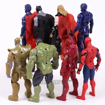 Marvel superhelte Iron Man, Captain America, Spiderman, Thor, Hulk Thanos PVC-Action Figurer, Legetøj Gave til Drengen 8stk/set 16CM