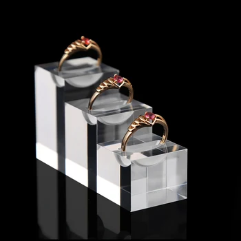 Masse af 3 Sort eller Klar Akryl Ring Vise Indehaveren Ring Displayet Stå Akryl Smykker Display Smykker Holder