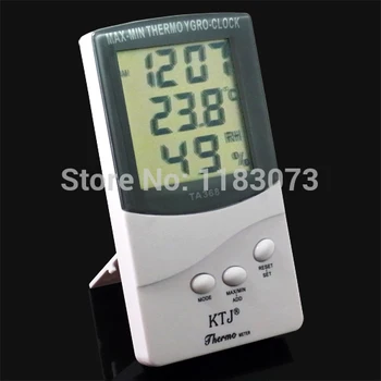 MAX-MIN-LCD-Husholdning Digital Termometer Hygrometer Temperatur Thermo Hygrometre Med Uret Stå TA 368 Gratis Fragt