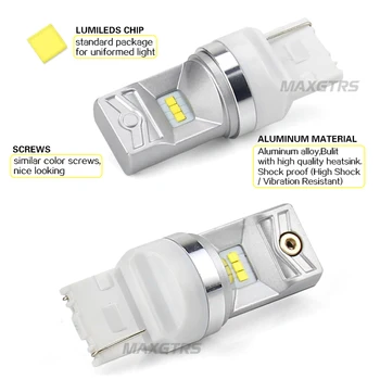 MAXGTRS 2STK T20 W21W 7440 LED-6-SMD LUMILEDS Chip Bil LED Back-Up Omvendt blinklyset DRL-Lys Pærer Bremse Hvid