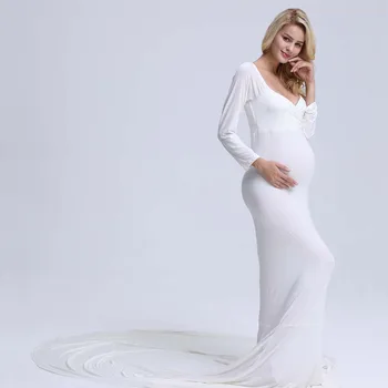 Maxi Barsel kjole Bomuld Barsel Kjole barsel fotografering rekvisitter Lyst til at skyde billeder familieforøgelse, er gravid kjole Plus