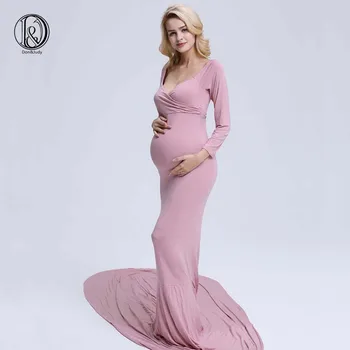 Maxi Barsel kjole Bomuld Barsel Kjole barsel fotografering rekvisitter Lyst til at skyde billeder familieforøgelse, er gravid kjole Plus