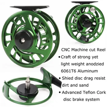 Maximumcatch NZ 3/4/5/6/7/8wt Grønne Flyve Reel CNC-Maskine Skåret i Aluminium Fly Fishing Reel Large Arbor fiskehjul