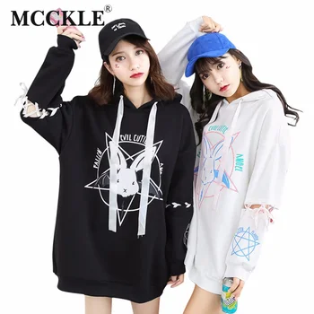 MCCKLE Mode 2017 Efteråret Cosplay Harajuku Lolita Style Kvinder Sweatshirt Kanin Pentacle Print snøre Hættetrøjer Piger Træningsdragt