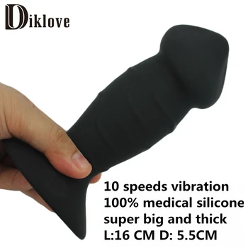 Medicinsk silikone sort dildo vibrator meget tyk 55mm L 16 cm 10 hastigheder vibrerende penis-anal butt plug sex toy store vibrator