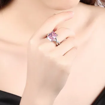 MEEKCAT Kvinders Ringe Bryllup Dekorationer Cubic Zirconia Smykker Engagement Ring Med En Stor Sten Bague Argent Zirconium R827