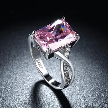 MEEKCAT Kvinders Ringe Bryllup Dekorationer Cubic Zirconia Smykker Engagement Ring Med En Stor Sten Bague Argent Zirconium R827
