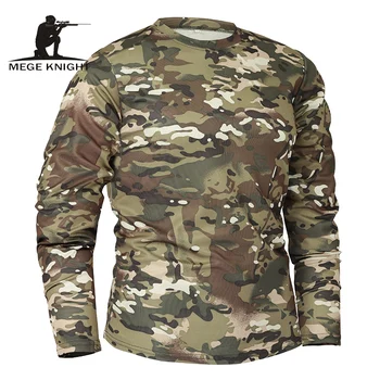 Mege Mærke Tøj Nye Efterår Forår Mænd med Lange Ærmer Taktiske Camouflage T-shirt camisa masculina Hurtig Tør Militære Army skjorte
