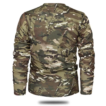 Mege Mærke Tøj Nye Efterår Forår Mænd med Lange Ærmer Taktiske Camouflage T-shirt camisa masculina Hurtig Tør Militære Army skjorte