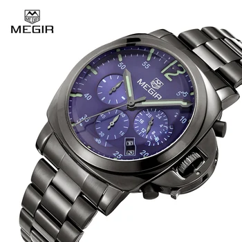 Megir 3006 luksus business mekaniske ure mænd vandtæt armbåndsur i rustfrit stål rem mænds mode ure gratis fragt