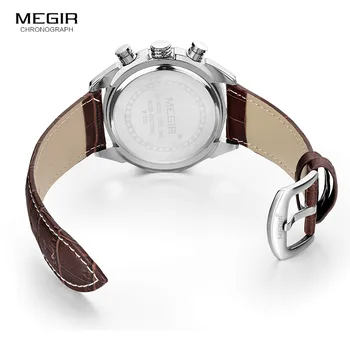 Megir fashion læder sports kvarts ur til mand militære chronograph armbåndsure til mænd army style 2020 gratis fragt