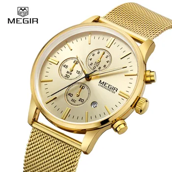 MEGIR mode for mænd mekaniske ure casual rustfrit stålnet band armbåndsur mand lysende dress ur til mænd 2011G