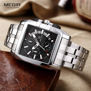 Megir ny virksomhed mænds mekaniske ure mode brand chronograph armbåndsur til mand hot time for mandlige med kalender 2018