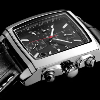 MEGIR nye casual mærke ure mænd hot fashion sport armbåndsur mand chronograph læder ur til mænd lysende kalender time