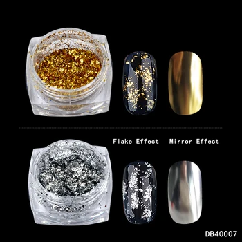 Meicailin Guld Sølv Glitter 6 farve Aluminium Flager Magisk Spejl Effekt Pulvere Pailletter Neglen Gel Polish Chrome Pigment