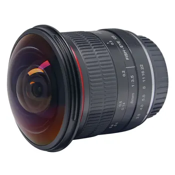 Meike 8mm f/3.5 Ultra HD Faste Ikke-Zoom Fiskeøje Linse til Canon EF-Mount EOS Rebel 70D 100D 300D 500D 600D 650D 1000D XT-XS XTi