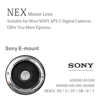 Meike MK-S-35-1.7 35mm f1.7 Stor åbning Manuel Fokus objektiv med APS-C for Sony NEX 3/3N/5/5T/5R/5N/NEX 6/7/a5000/a5100/a6000/a6300