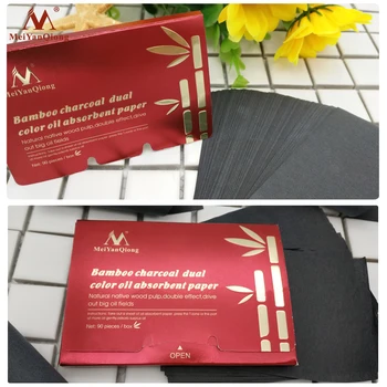 MeiYanQiong 90Sheets/Pack Makeup Absorbering af Olie Papir Kvinder Bambus Trækul Dual Farve, Blegning trækpapir Ansigt hudpleje