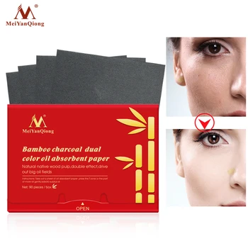 MeiYanQiong 90Sheets/Pack Makeup Absorbering af Olie Papir Kvinder Bambus Trækul Dual Farve, Blegning trækpapir Ansigt hudpleje