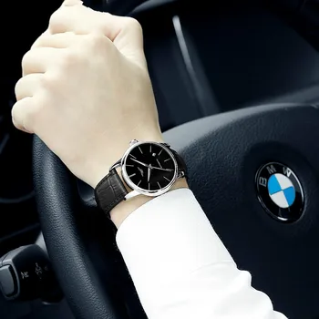 Mekanisk Automatisk Mens Watches Øverste Mærke Luksus GUANQIN Vandtæt Læder Watchbands Ultra-tynd Mode Relogio Masculino