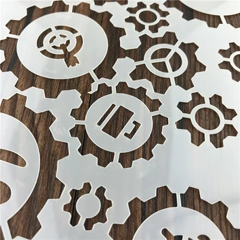 Mekaniske Gear, Skrue Kage Stencil Strø Pad Bagning Mould Cupcake vægmaleri Album Dekorativ Prægning Kort DIY Håndværk Værktøj