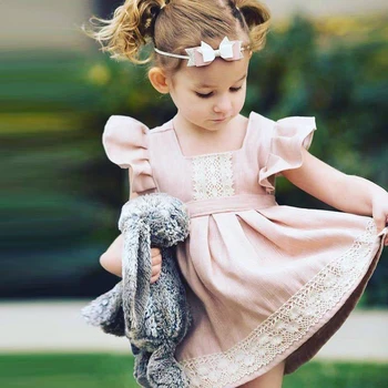 Melario Piger Dress 2018 Nye Blonde Piger kjole Prinsesse Pige Tøj Syning Blonde Flyve Ærmet, Børn, Børn tøj kjole