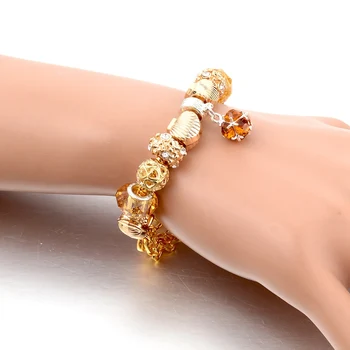 MELIHE Luksus Shell Ugle Charms Armbånd Guld 2016 Glas Krystal Armbånd Armbånd Til Kvinder Mode, Diy Smykker Sbr150332