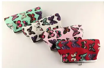 Meloke 2018 udskrivning butterfly mønt pung key card indehavere brand kvinder mini clutch tegnebøger 4stk/masse blandet farve MN217