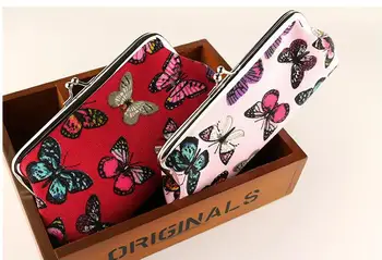 Meloke 2018 udskrivning butterfly mønt pung key card indehavere brand kvinder mini clutch tegnebøger 4stk/masse blandet farve MN217