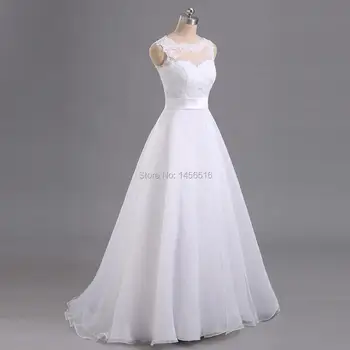Menoqo 2018 Skræddersyet Formel Bryllup Kjoler Vestido De Noiva Casamento Organza Blonde Kåbe De Mariage Brud Lavet I Kina