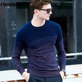 Merino Uld Sweater Mænd Vinter, Jul, Varm Cashmere Sweater Mode Gradient Farve Print-O-Neck Pullover Mænds 6325