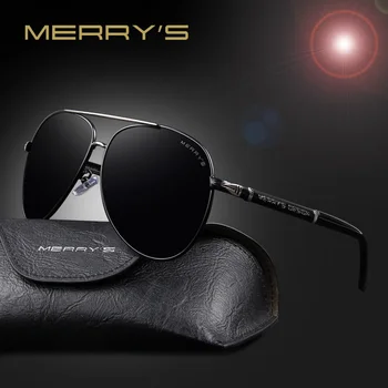 MERRY 'S Design-Mænd Klassisk Mærke Solbriller HD Polariseret Aluminium Sol briller Luksus Nuancer UV400 S'8728