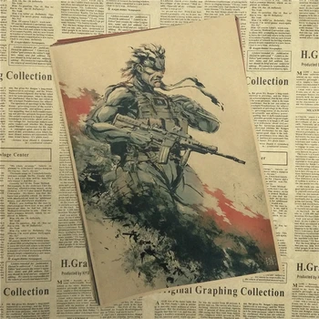 Metal Gear Solid Peace Walker Classic Spil Kraftpapir Plakat Bar, Café, Opholdsstue, Spisestue Væggen Dekorative Malerier