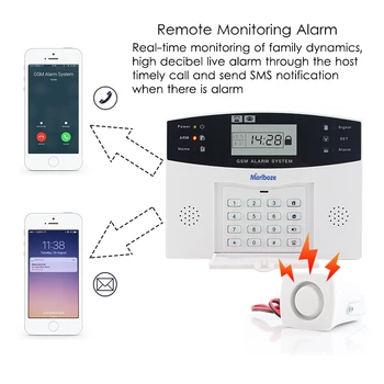 Metal Remote Control Voice Prompt Trådløs dør-sensor Home Security GSM Alarm systemer, LCD-Display-Kablet Sirene Kit SIM-SMS Alarm