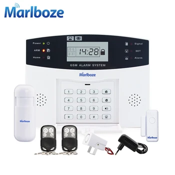 Metal Remote Control Voice Prompt Trådløs dør-sensor Home Security GSM Alarm systemer, LCD-Display-Kablet Sirene Kit SIM-SMS Alarm