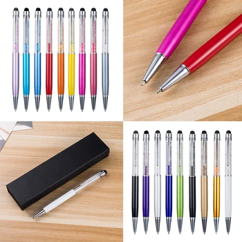 Metallisk crystal pen kontorartikler skoleartikler pen håndskrift kapacitans diamant blyant touch screen kuglepen