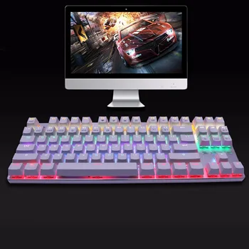 Metoo Ægte LED-Baggrundsbelyst Gaming Mekanisk Tastatur 87/104 nøgler Blå/Sort Skifte Metal Anti-ghosting Tastatur russiske mærkat