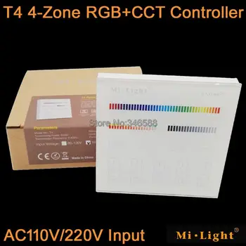 Mi.Lys T4 4-Zone RGB+CCT Smart Touch-Panel Fjernbetjening AC110V eller AC22V Input vægbeslag 2,4 G Wireless som FUT092