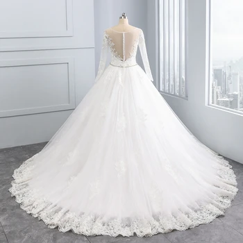 Miaoduo 2018 Nye Bolden Kjole Design Vestido De Noiva Blonde Pynt Crystal Scoop Bryllup Kjoler Smukke Hvide Brudekjoler