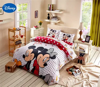 Mickey mouse talsmanden sengetøj sæt dronning størrelse Disney tegnefilm minnie print twin duvet cover fuld 4/5pcs barn kids soveværelse indretning