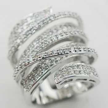 Micropave Crystal Zircon 925 Sterling Sølv Ring Størrelse 6 7 8 9 10 11 A11
