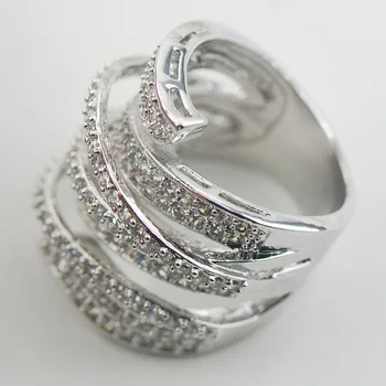 Micropave Crystal Zircon 925 Sterling Sølv Ring Størrelse 6 7 8 9 10 11 A11