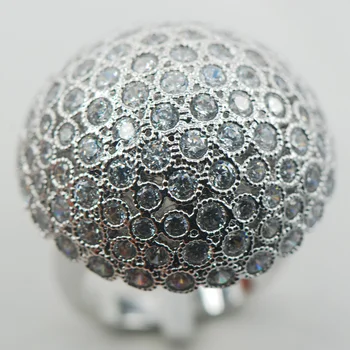 Micropave Crystal Zircon Hvid Krystal Zircon 925 Sterling Sølv Ring Størrelse 6 7 8 9 10 11 A02