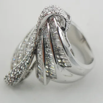 Micropave Hvid Krystal Zircon 925 Sterling Sølv Ring Størrelse 7 8 9 A08