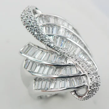 Micropave Hvid Krystal Zircon 925 Sterling Sølv Ring Størrelse 7 8 9 A08