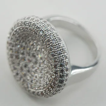 Micropave Hvid Krystal Zircon 925 Sterling Sølv Ring Størrelse 6 7 8 9 10 11 A16