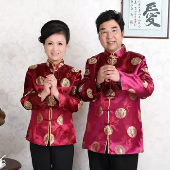 Midaldrende Tang Kostume til Kvinder, Mænd Traditionelt Kinesisk Jakke med Lange Ærmer Gamle Bryllup Fødselsdag Toppe