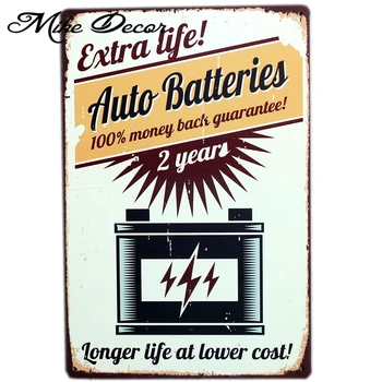 [ Mike86 ], Auto Batterier, Ekstra Liv Vintage Bar Tin Tegn Hjem Værelse Dekoration Væggen Mindeplade For Indretning 20*30 CM AA-314