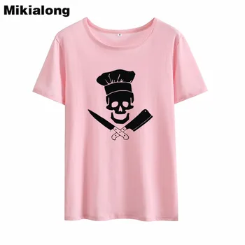 Mikialong Harajuku Skull T-Shirt Kvinder 2018 Sommeren Korte Ærmer Tumblr Sjove T-Shirts Kvinder Bomuld Sort Hvid T-Shirt Femme