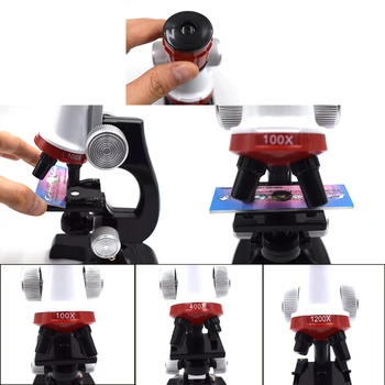Mikroskop Kit Lab LED-100X-400X-1200X Hjem School Science Pædagogisk Legetøj Gave Raffineret Biologisk Mikroskop For Børn Barn